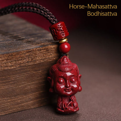 Collar con colgante de cinabrio natural con piedras de Buda del zodíaco chino para alejar los malos espíritus.