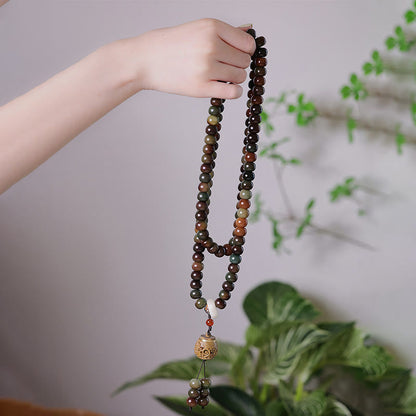 Pulsera de 108 cuentas Mala de Buda, color Dunhuang, con semillas de Bodhi y cuentas Dzi, para protegerse de los malos espíritus.