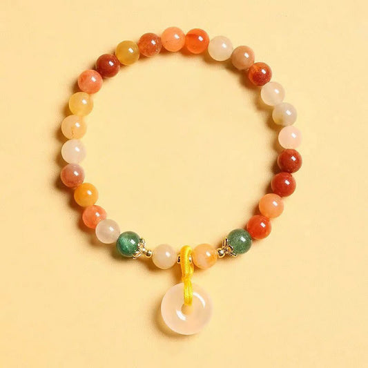 Pulsera de la riqueza con piedras de Buda, chapada en oro de 14 quilates, con jade de seda dorado y hebilla de paz.