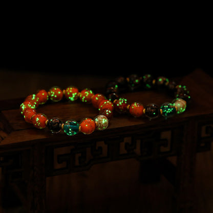 Buddha Stones Luminous Liuli Glass Bead Luck Fluorescent Bracelet