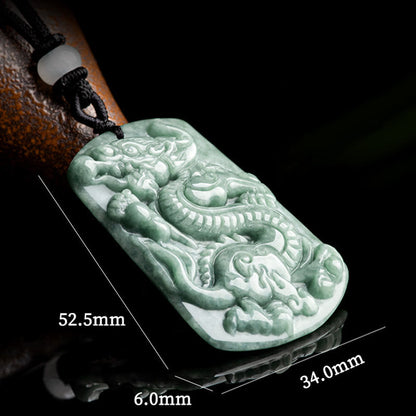 Collar con colgante de amuleto de éxito de jade del zodiaco chino del año del dragón con piedras de Buda 