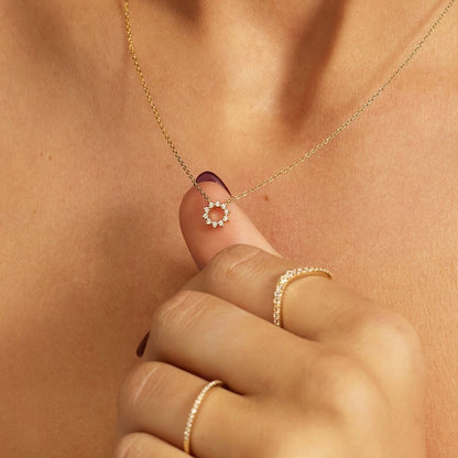Gold Diamond Style Sun Necklace