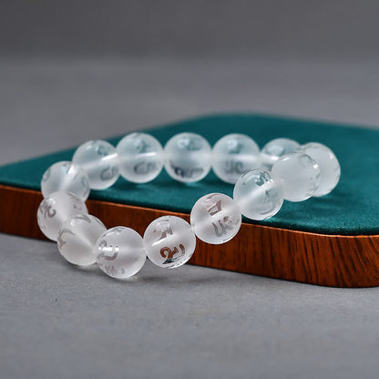 Pulsera de meditación Om Mani Padme Hum con piedras de Buda, cristal blanco del Tíbet, ónix negro
