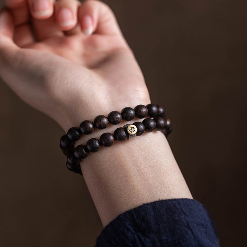 Pulsera de doble vuelta con piedras de Buda en plata de ley 925, con el zodíaco chino, Buda natal, madera de agar y cuarzo fresa.