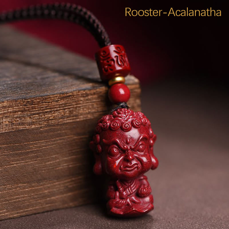 Collar con colgante de cinabrio natural con piedras de Buda del zodíaco chino para alejar los malos espíritus.