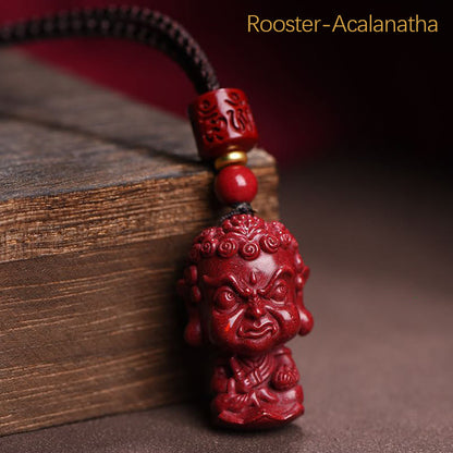 Collar con colgante de cinabrio natural con piedras de Buda del zodíaco chino para alejar los malos espíritus.