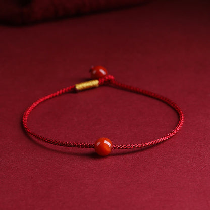 Buddha Stones Natürlicher Zinnoberroter Achat Segen Rotes Armband 