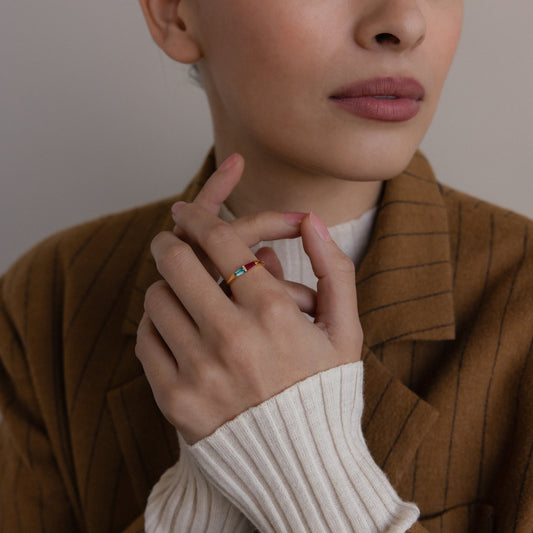 Toi et Moi Tapered Birthstone Ring