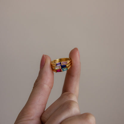 Toi et Moi Tapered Birthstone Ring