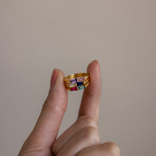 Toi et Moi Tapered Birthstone Ring