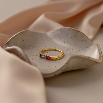Toi et Moi Tapered Birthstone Ring