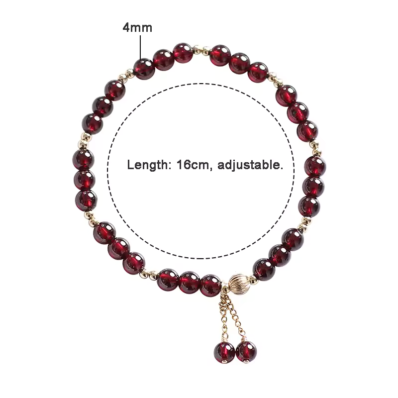 14k Gold Natural Garnet Positivity Bracelet