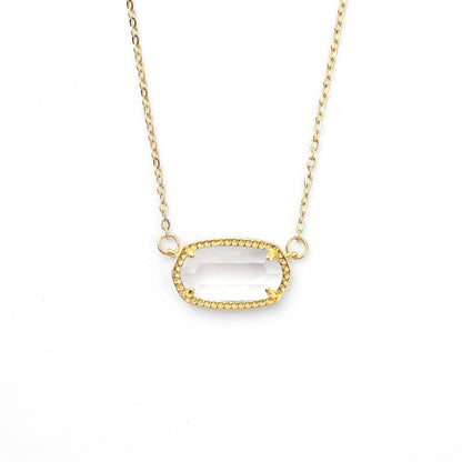 Oval Birthstone Pendant Necklace