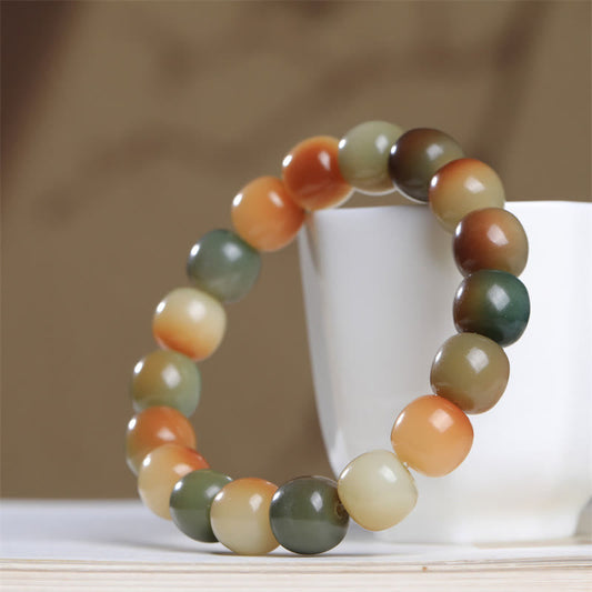 Buddha-Steine, buntes Bodhi-Samen-Armband mit Weisheitssymbolen