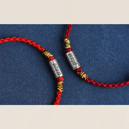 Pulsera tobillera de protección y fuerza con diseño "Todo va bien" de Buddha Stones, hecha a mano en plata de ley 925. 