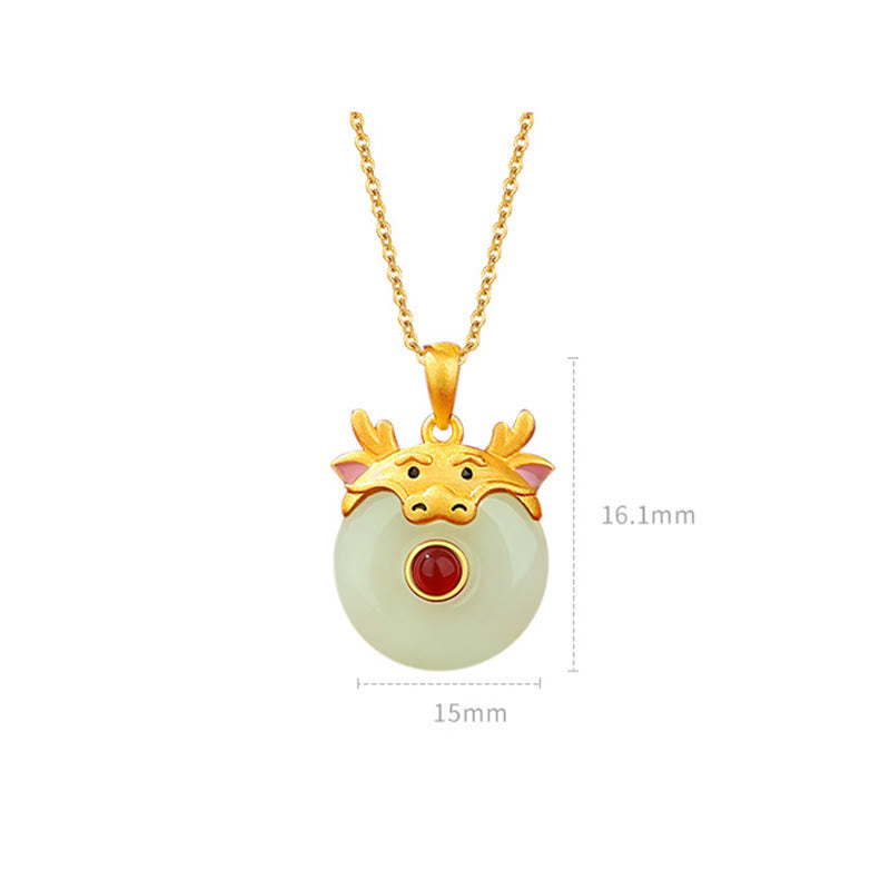 Collar con colgante de ágata roja y jade hetiano de Buda en plata de ley 925 con protección de la suerte del año del dragón y el zodiaco chino. 