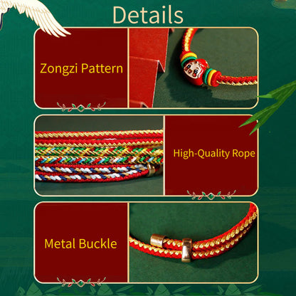 Buddha-Steine, buntes Seil, Zongzi-Muster, Fu-Charakter, Glück, handgefertigtes Armband 