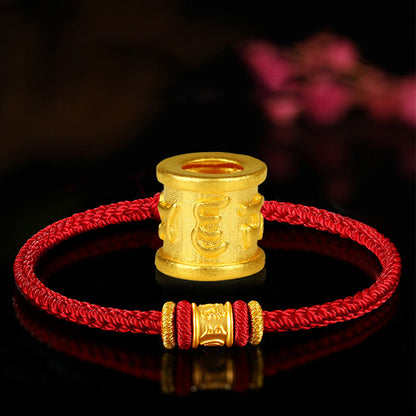 Pulsera de cuentas de la suerte con piedras de Buda del Tíbet, oro 999, con grabado Om Mani Padme Hum 