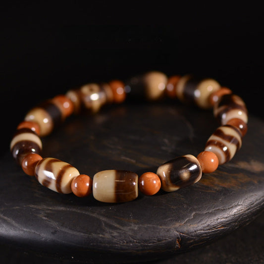 Agate Dzi Bead Bracelet with Cook Round Beads - Touch Bling