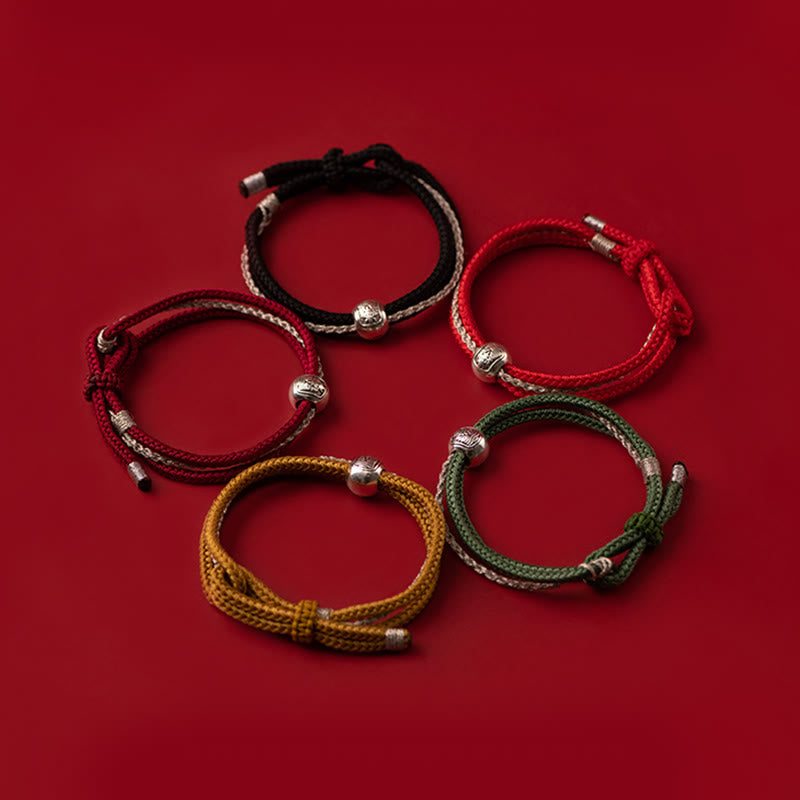 Pulsera de cuerda con piedras de Buda en plata de ley 925, con la diosa de la riqueza y la suerte del zakiram tibetano.