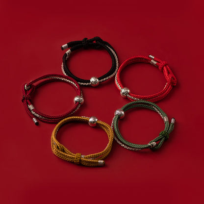 Pulsera de cuerda con piedras de Buda en plata de ley 925, con la diosa de la riqueza y la suerte del zakiram tibetano.
