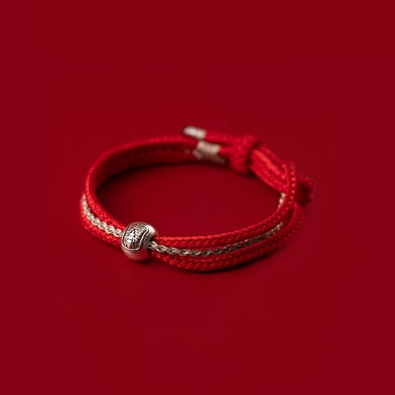 Pulsera de cuerda con piedras de Buda en plata de ley 925, con la diosa de la riqueza y la suerte del zakiram tibetano.