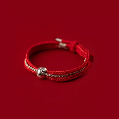 Pulsera de cuerda con piedras de Buda en plata de ley 925, con la diosa de la riqueza y la suerte del zakiram tibetano.