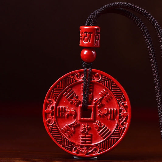 Collar con colgante y llavero de bendición Bagua con piedras de Buda, cinabrio natural, fantasmas de montaña, gastar dinero