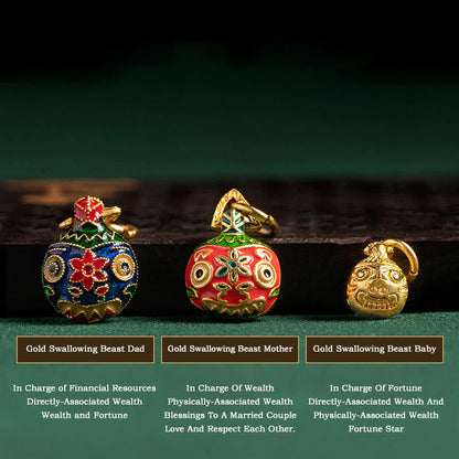 Buddha Stones Gold Swallowing Beast Family Verschiedene Achat Kristall Erfolg Armband 