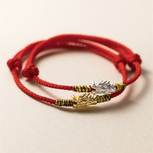 Pulsera de cuerda roja con piedras de Buda en plata de ley 925 y el Año del Dragón: Suerte y Fuerza