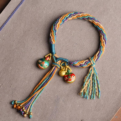 Pulsera trenzada de hilo colorido con nudo de reencarnación y la suerte familiar de la Bestia Tragadora de Oro de Buda 