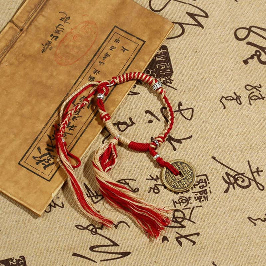 Pulsera trenzada hecha a mano con piedras de Buda, fantasmas de la montaña, dinero, riqueza y prosperidad.