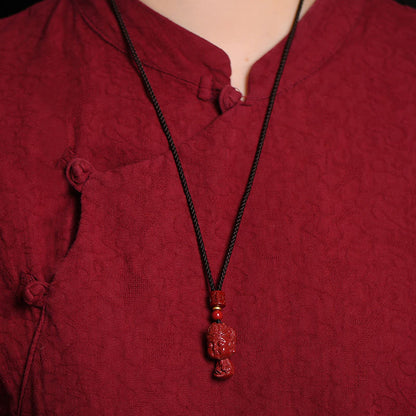 Collar con colgante de cinabrio natural con piedras de Buda del zodíaco chino para alejar los malos espíritus.