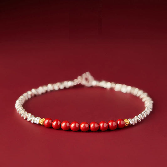 Pulsera de bendición con el símbolo Fu de cinabrio de Buda en plata de ley 925 