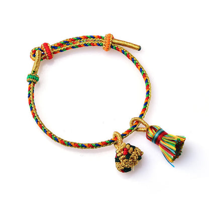 Pulsera con abalorios de bolas doradas Zongzi hechas a mano con cuerda colorida y piedras de Buda