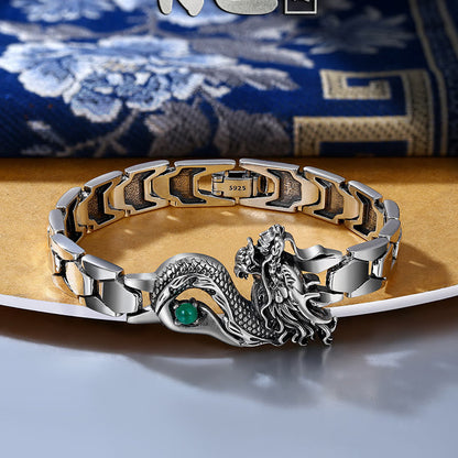 Pulsera de éxito con grabado de dragón vintage de Buddha Stones