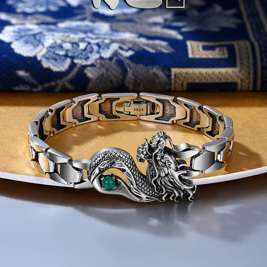 Pulsera de éxito con grabado de dragón vintage de Buddha Stones