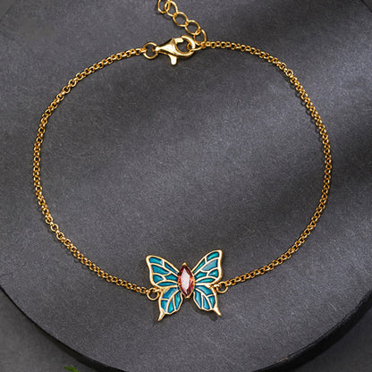 Pulsera de plata de ley 925 con circonitas y mariposas, con piedras de Buda