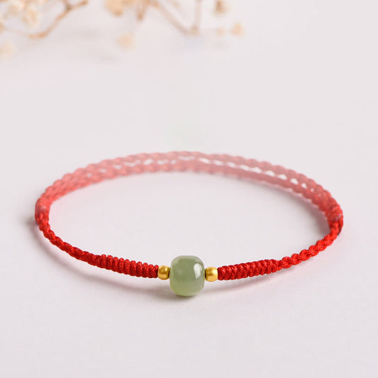 Buddha Stones Handgemachtes Jade Glücksperle Wohlstand Geflochtenes Armband