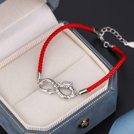 Buddha Stones Year Of The Dragon 999 Sterling Silver Endless Knot Luck Protection Bracelet