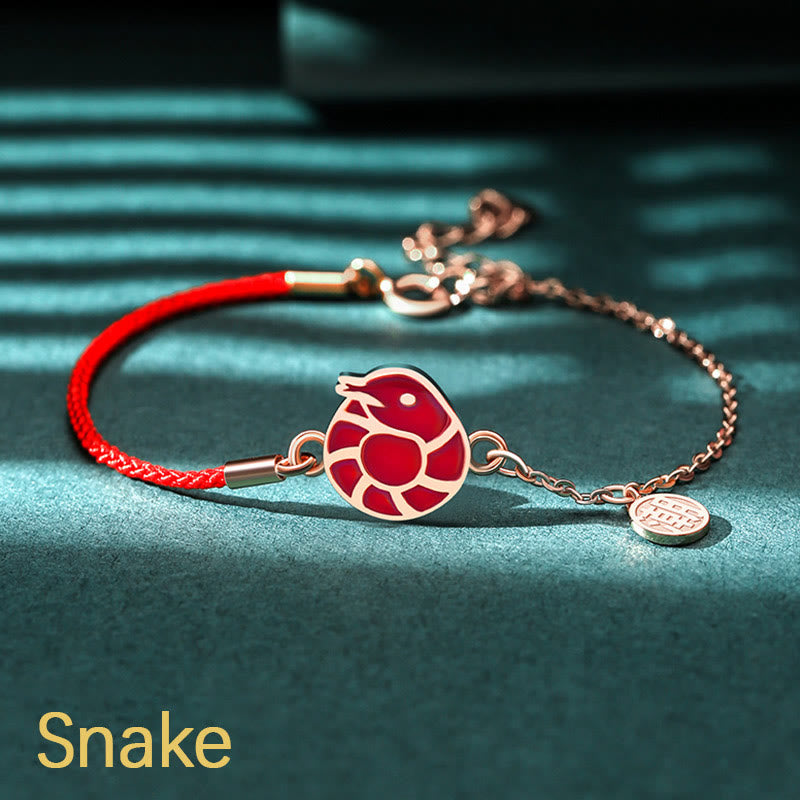 Buddha Stones 925 Sterling Silber Farbwechselndes chinesisches Sternzeichen Glücksschutz Rotes Kettenarmband 