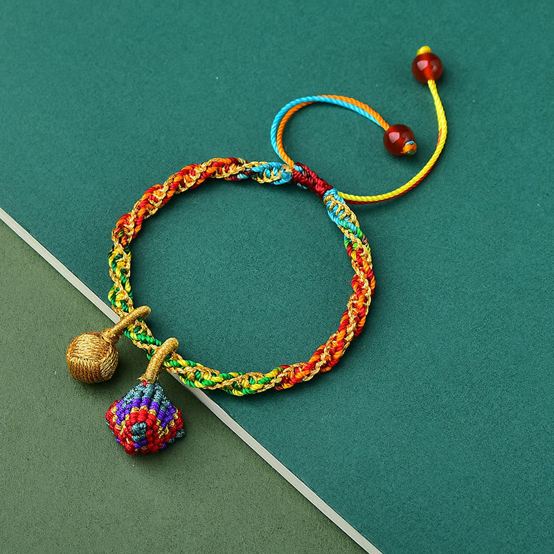 Buddha-Steine, buntes Seil, Glück, handgefertigt, Zongzi-Charm-Armband