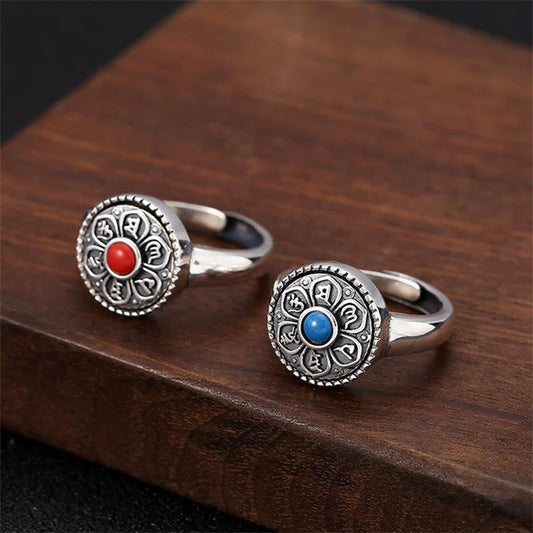 Buddha Stones Tibetischer Om Mani Padme Hum Peace drehbarer Ring 