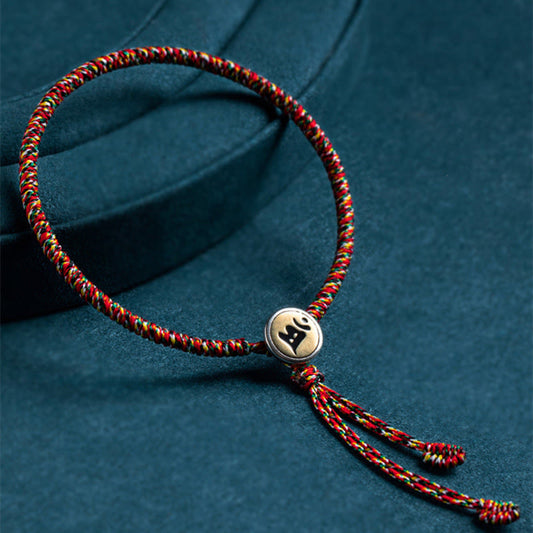 Pulsera de cuerda colorida con protección de Buda natal del zodíaco chino hecha a mano en plata de ley 925 con piedras de Buda 