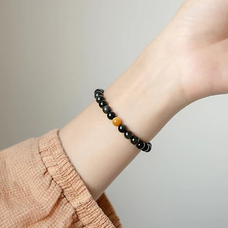 Buddha Stones Armband aus natürlichem Regenbogen-Obsidian und Tigerauge mit positiver Liebe