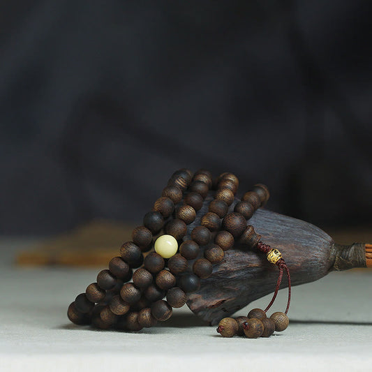 Piedras de Buda 999 oro Tarakan 108 cuentas Mala madera de agar ámbar alejar los espíritus malignos pulsera 