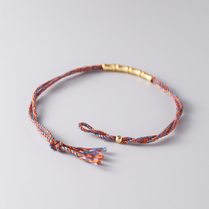 Pulsera trenzada multicolor hecha a mano con piedras de Buda en plata de ley 925 con diseño de bambú y la suerte. 