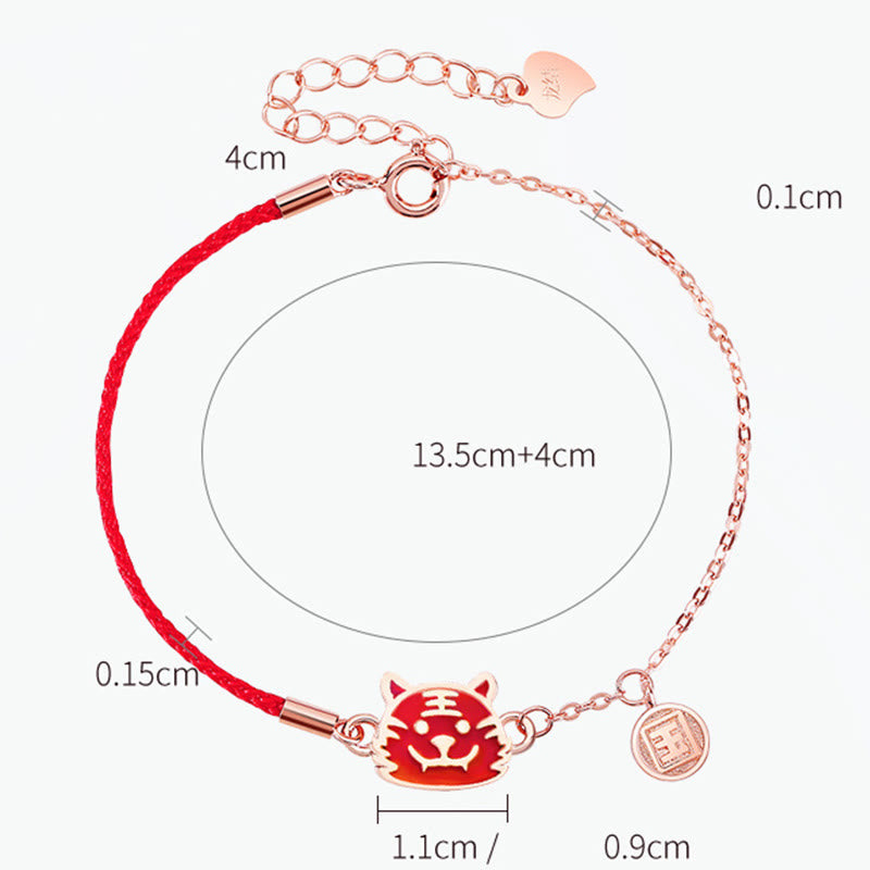 Buddha Stones 925 Sterling Silber Farbwechselndes chinesisches Sternzeichen Glücksschutz Rotes Kettenarmband 