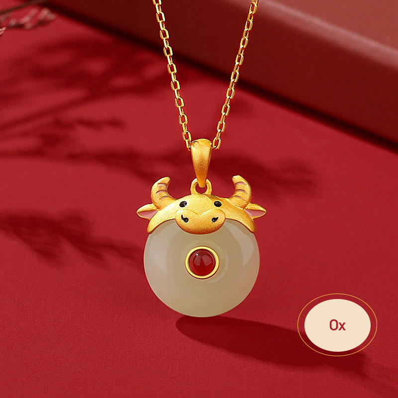 Collar con colgante de ágata roja y jade hetiano de Buda en plata de ley 925 con protección de la suerte del año del dragón y el zodiaco chino. 