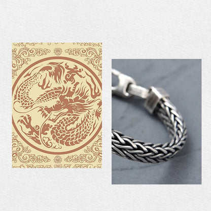 Pulsera con hebilla de riqueza curativa con diseño trenzado de quilla de dragón acrílico azul retro de Buda 